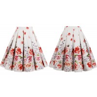 Red Rose Flower Women Vintage Skirt Midi (1) TL